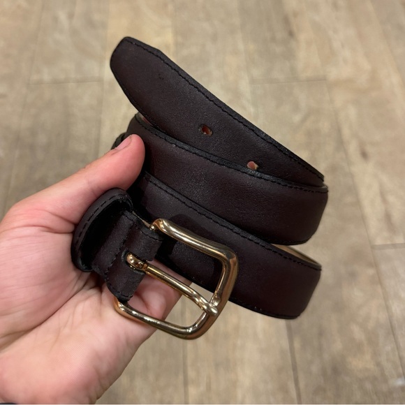 Vineyard Vines Other - Vintage Leather Belt Men Size 40 Brown Woven Brass Buckle Made In USA